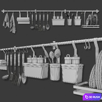 Kitchen tools 3D Model Vray