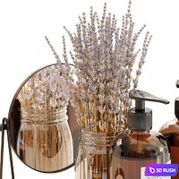 LA Bruket decor set for bathroom with lavender 3D Model Vray, Corona