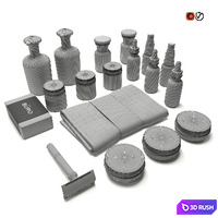 Decorative set BURO 3D Model Vray, Corona