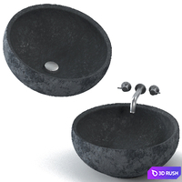 Stone washbasin 3D Model Vray, Corona