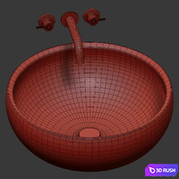 Stone washbasin 3D Model Vray, Corona