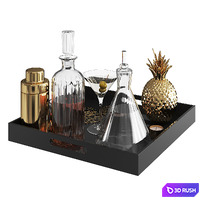 Home Bar Tray 3D Model Vray, Corona