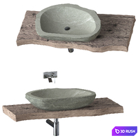 Stone washbasin with slab top 3D Model Vray, Corona