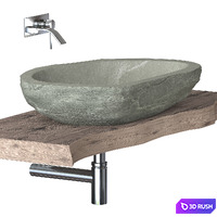 Stone washbasin with slab top 3D Model Vray, Corona