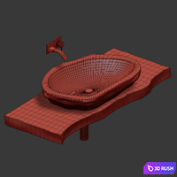 Stone washbasin with slab top 3D Model Vray, Corona