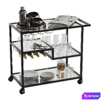 Drink Bar cart set 3 3D Model Vray, Corona