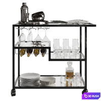 Drink Bar cart set 3 3D Model Vray, Corona