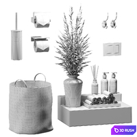 Bathroom set with a dried bouquet 3D Model Vray, Corona
