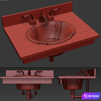 Sherle Wagner faucet and sink 3D Model Vray, Corona