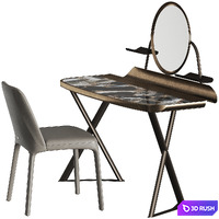 Cattelan Italia Cocoon Trousse Keramik Desk and Wilma Chair 3D Model Vray, Corona