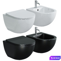 Toilet WellWant Aura WWU01122W suspended with seat Microlift 3D Model Corona