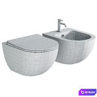 Toilet WellWant Aura WWU01122W suspended with seat Microlift 3D Model Corona