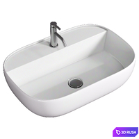 Oval White Ceramic Vessel Sink 3D Model Corona