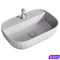 Oval White Ceramic Vessel Sink 3D Model Corona