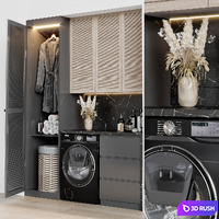 Laundry set 10 3D Model Vray, Corona