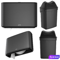 Accessories for public toilets black set 152 part 3 3D Model Vray, Corona