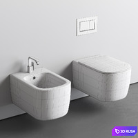 Nic Semplice wall hung WC 3D Model Vray, Corona