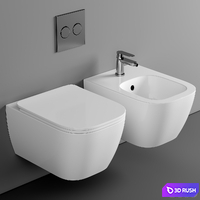 BagnoDesign Attache Rimless Wall Hung Toilet 3D Model Corona