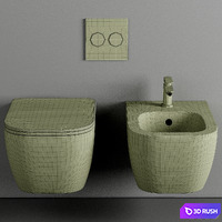 BagnoDesign Attache Rimless Wall Hung Toilet 3D Model Corona