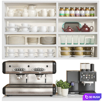 A set of dishes and coffee machines 3D Model Corona