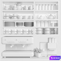 A set of dishes and coffee machines 3D Model Corona