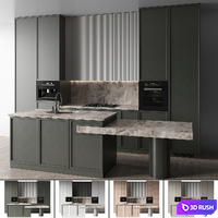 Kitchen Modern 114 (4 color) 3D Model Vray, Corona