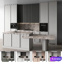 Kitchen Modern 114 (4 color) 3D Model Vray, Corona