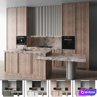 Kitchen Modern 114 (4 color) 3D Model Vray, Corona