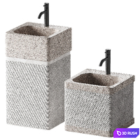 Stone Sink with Rectangular Standing Pedestal. 2 color options. 3D Model Vray, Corona