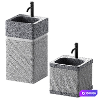Stone Sink with Rectangular Standing Pedestal. 2 color options. 3D Model Vray, Corona