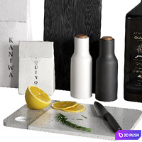 White and black kitchen decor 3D Model Corona