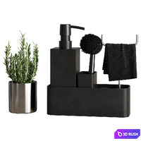 White and black kitchen decor 3D Model Corona