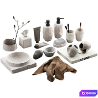 488 bathroom decorative set 04 cracked concrete accessories 01 3D Model Vray, Corona