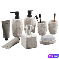 488 bathroom decorative set 04 cracked concrete accessories 01 3D Model Vray, Corona