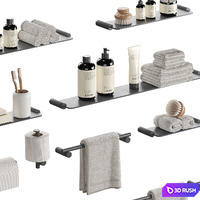 Big bathroom set with accessories by Linear Standard 3D Model Vray, Corona