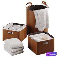 Leather laundry baskets 3D Model Corona