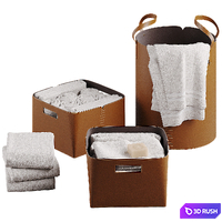 Leather laundry baskets 3D Model Corona