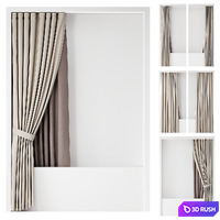 Double bath curtain on ceiling cornice 3D Model Corona