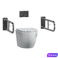 Otobir Handicap Handle Bar Bathroom Toilet with Toilet Paper Holder Brushed Satin Stainless Steel Surface 3D Model Vray, Corona