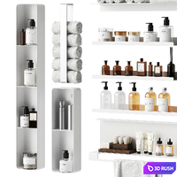Bathroom decor with a set of different cosmetic products 3D Model Vray, Corona