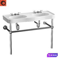 White Console Sink Double Deluxe with Black Nickel Bistro Legs 3D Model Corona
