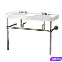 White Console Sink Double Deluxe with Black Nickel Bistro Legs 3D Model Corona