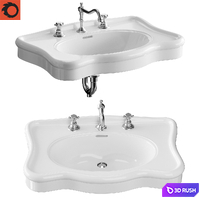 Bathroom Console Sink Deluxe Counter Top White Vitreous China 3D Model Corona