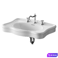 Bathroom Console Sink Deluxe Counter Top White Vitreous China 3D Model Corona