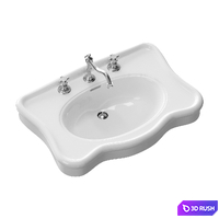 Bathroom Console Sink Deluxe Counter Top White Vitreous China 3D Model Corona