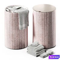 Blush Pink Stella Velvet Laundry Hamper 3D Model Corona