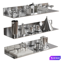 Kitchen Chrome and Steel Decor Set 3D Model Vray, Corona