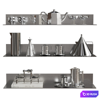 Kitchen Chrome and Steel Decor Set 3D Model Vray, Corona
