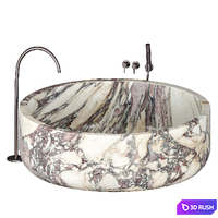 Handcrafted Round Marble Bathtub by Elemento 3D Model Corona