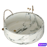 Handcrafted Round Marble Bathtub by Elemento 3D Model Corona